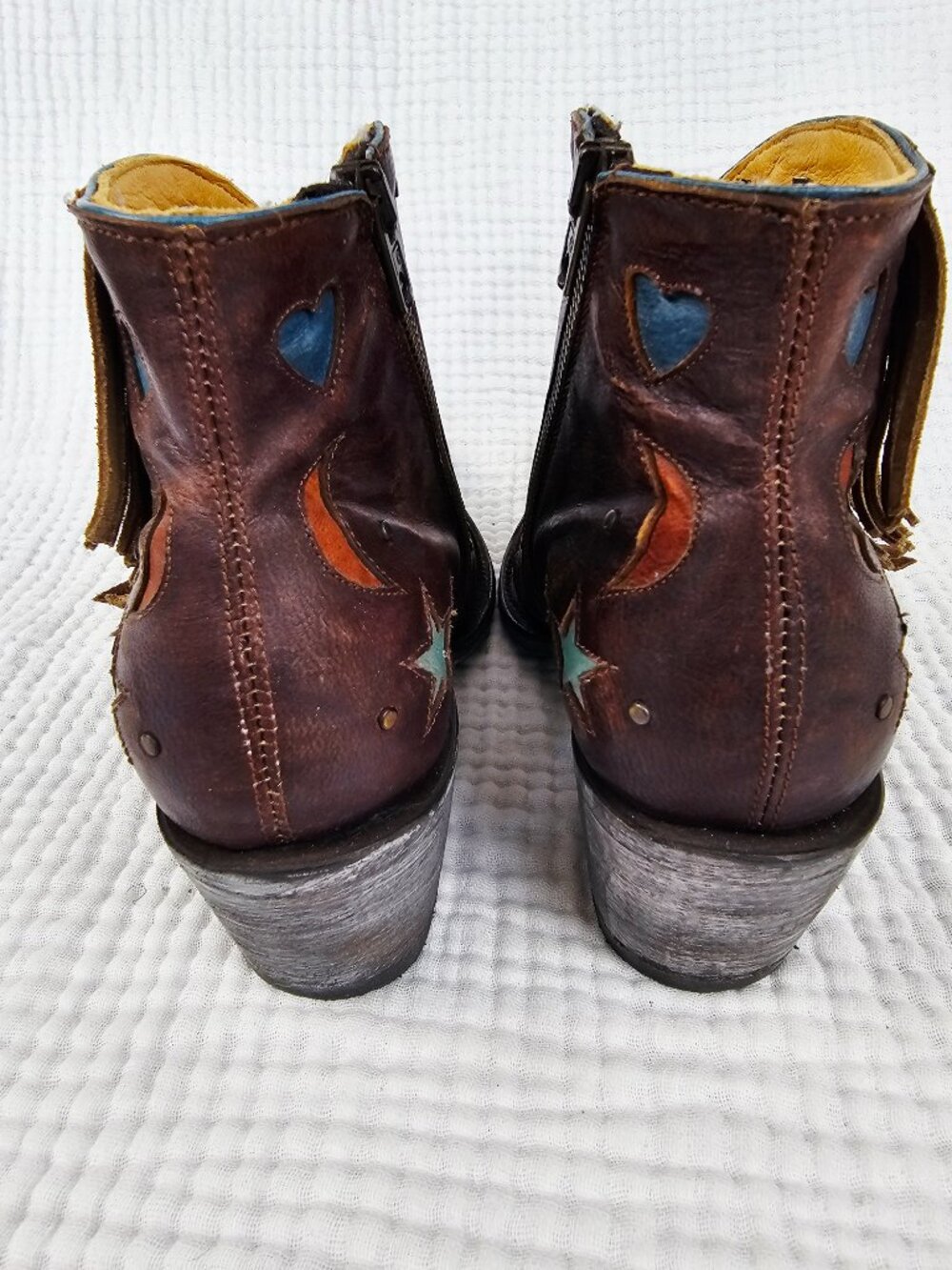 ✨Like New✨Old Gringo Cold Heart Short Boot | Oxblood | Fringe & Inlay | Sz 8 - Picture 4 of 12